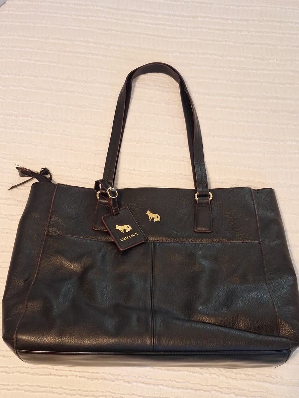 Emma Fox Large Black Leather Tote Bag